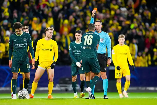 Rodri is sent off against Bodo/Glimt