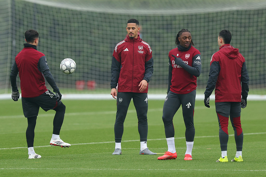 Arsenal in training ahead of the game against Inter Milan
