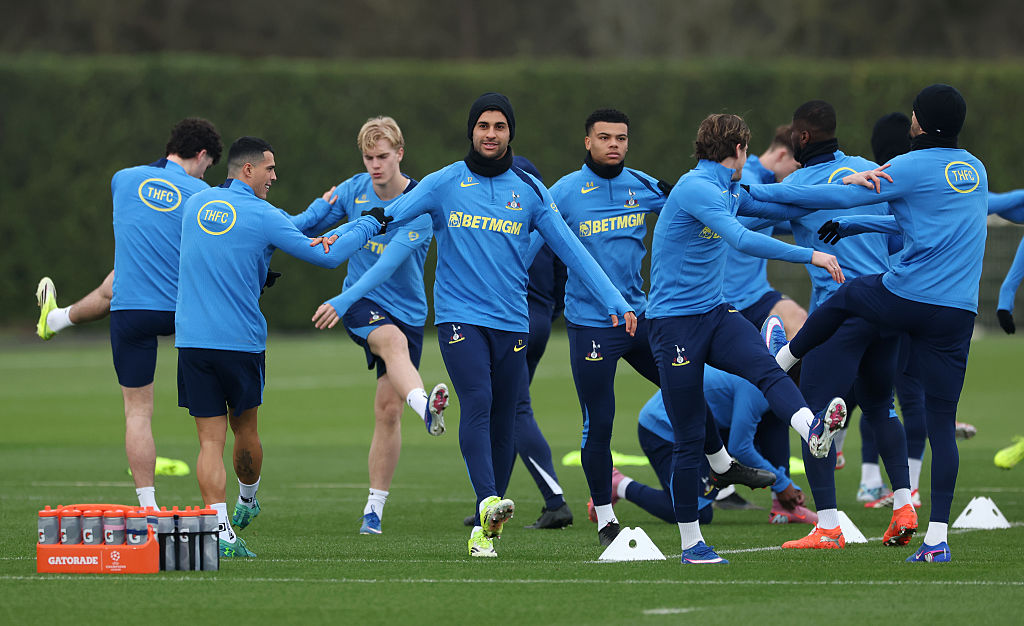 Spurs in training ahead of the game against Borussia Dortmund