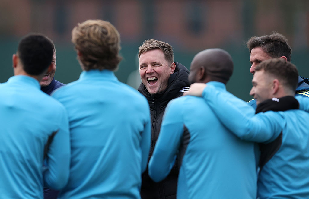 Newcastle boss Eddie Howe with his squad