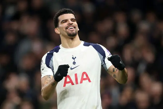 Dominic Solanke celebrates his goal