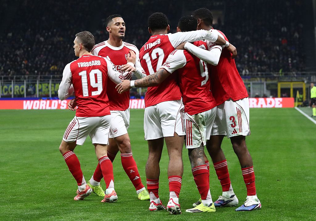 Arsenal celebrate against Inter Milan