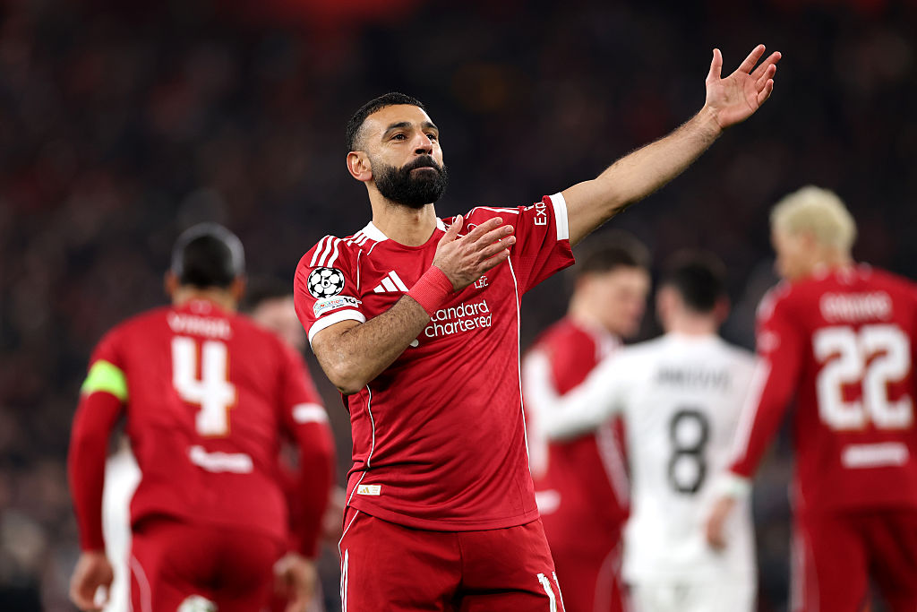 Mo Salah celebrates against Qarabag