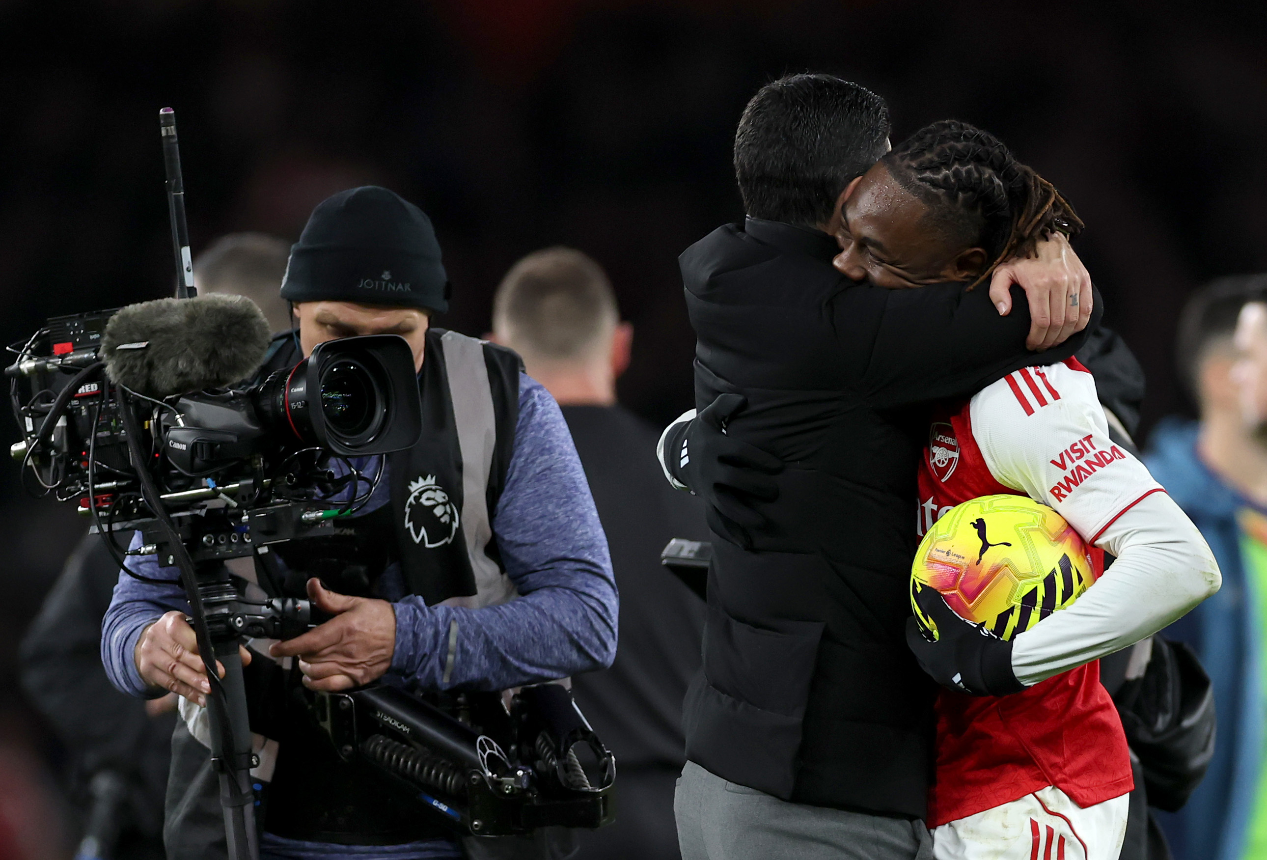 Mikel Arteta and Ebere Eze