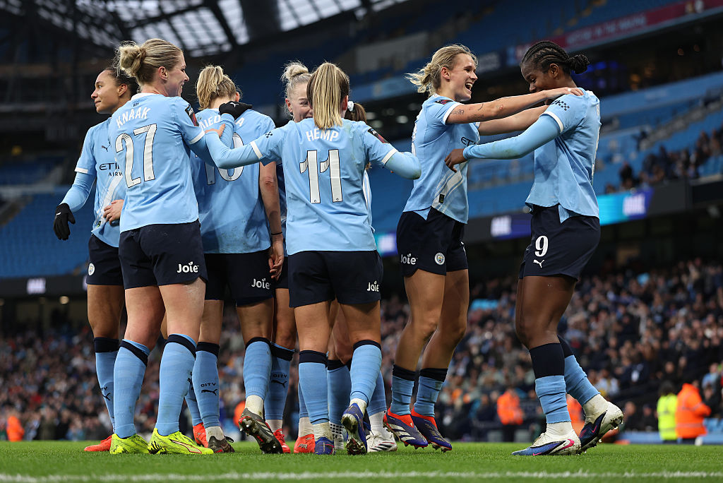 Man City Women celebrate against Chelsea