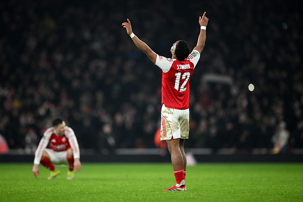 Jurrien Timber celebrates