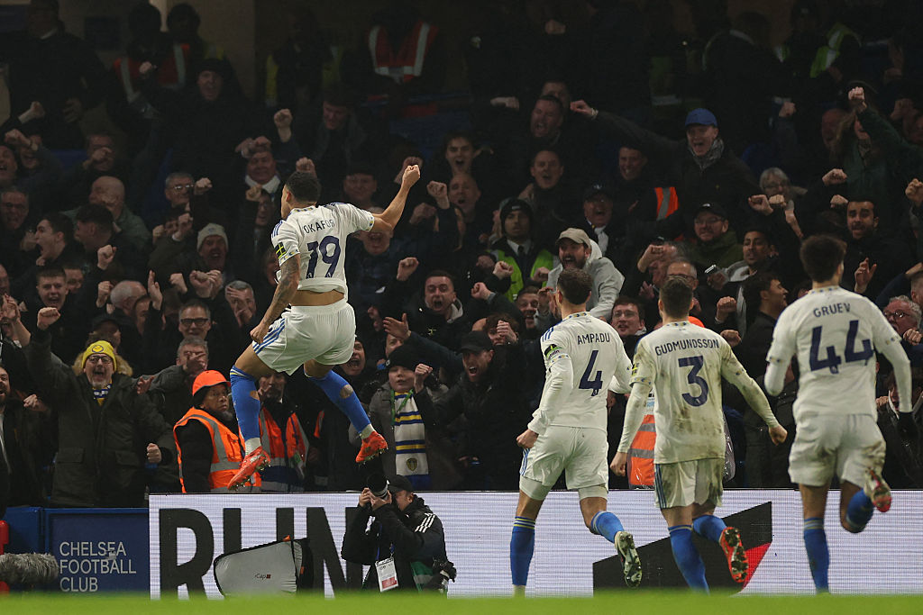 Okafor celebrates his equaliser