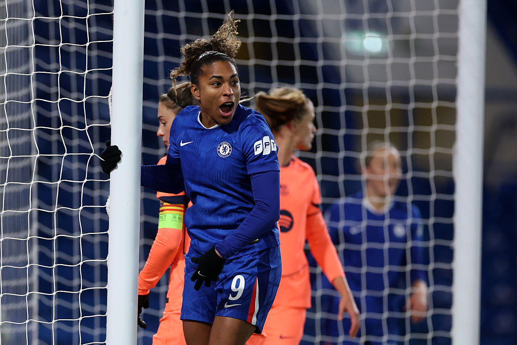 Catarina Macario celebrates for Chelsea