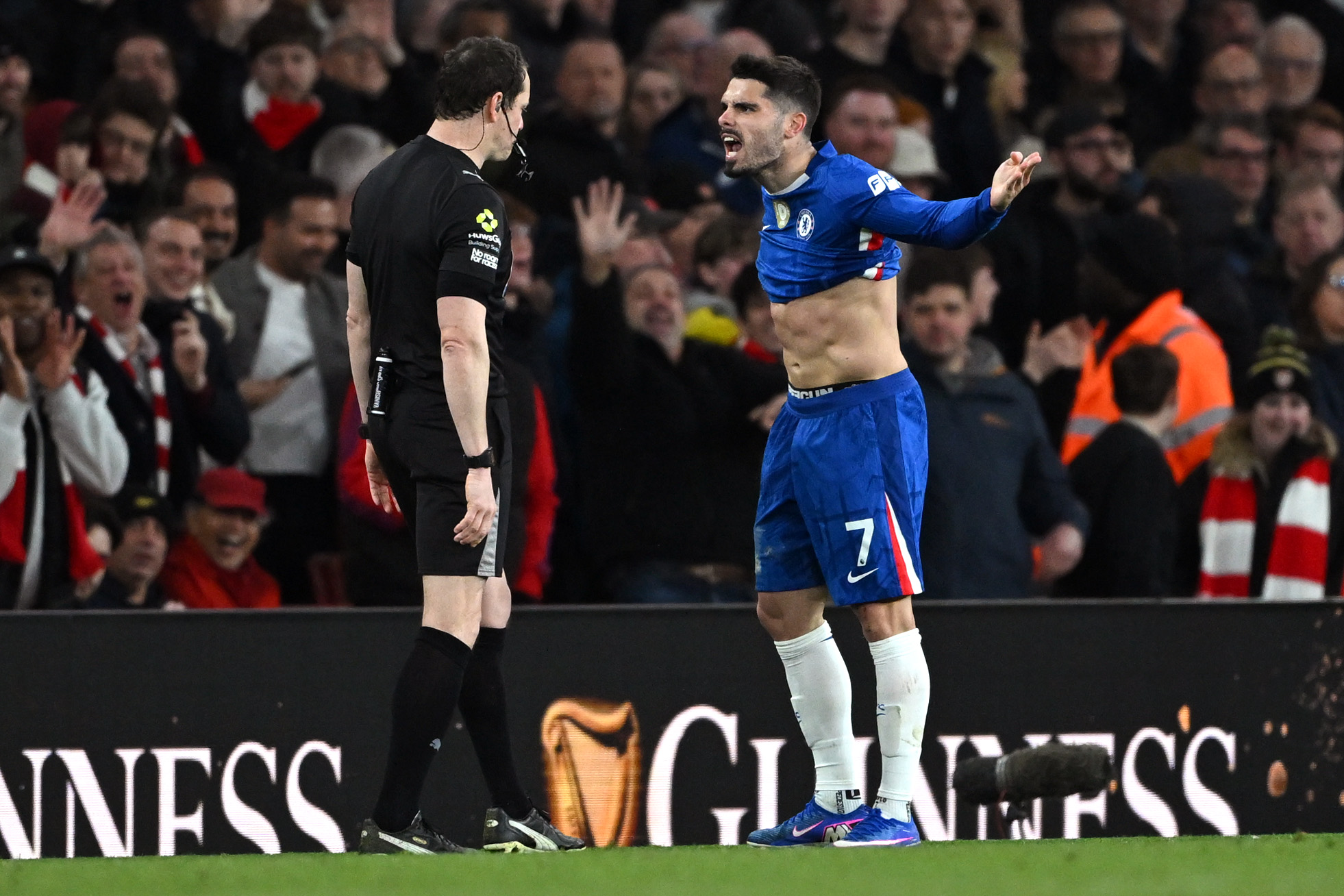 Pedro Neto after being sent off against Arsenal