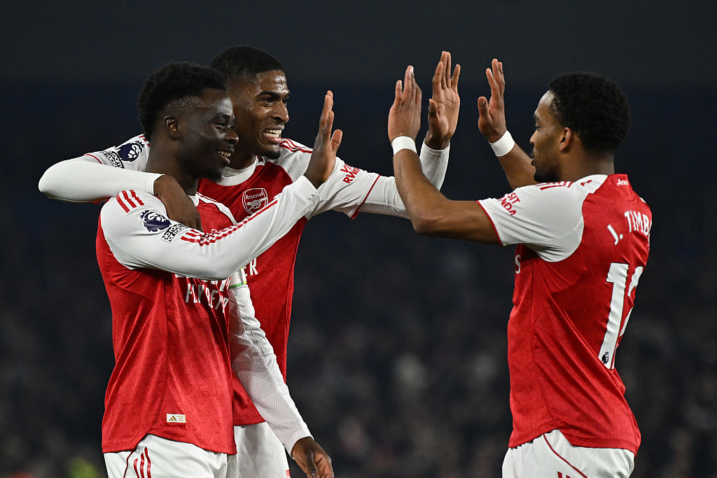 Arsenal celebrate against Brighton