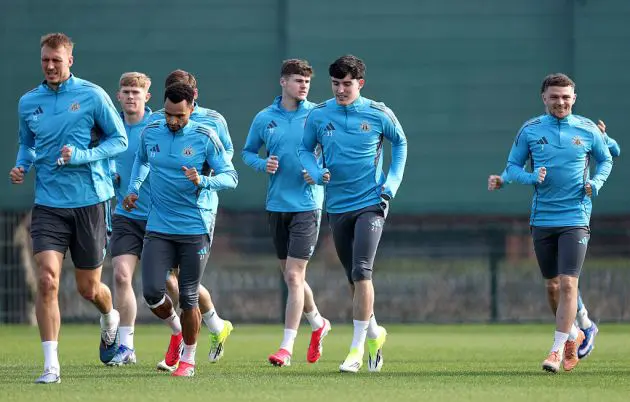 Kieran Trippier in training with his Newcastle team-mates