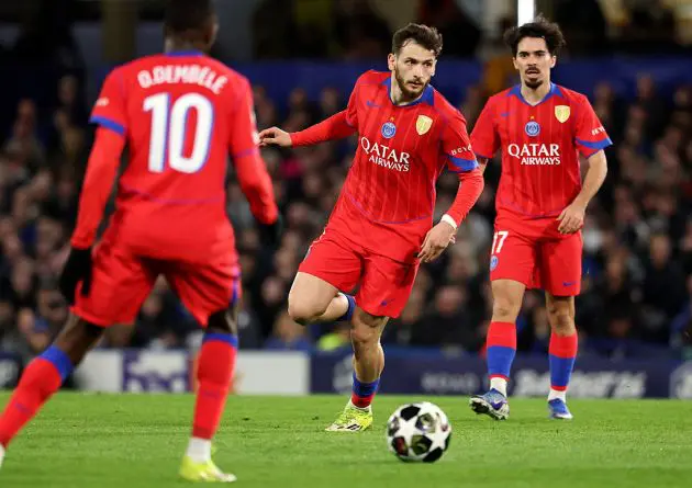 PSG's players celebrate against Chelsea