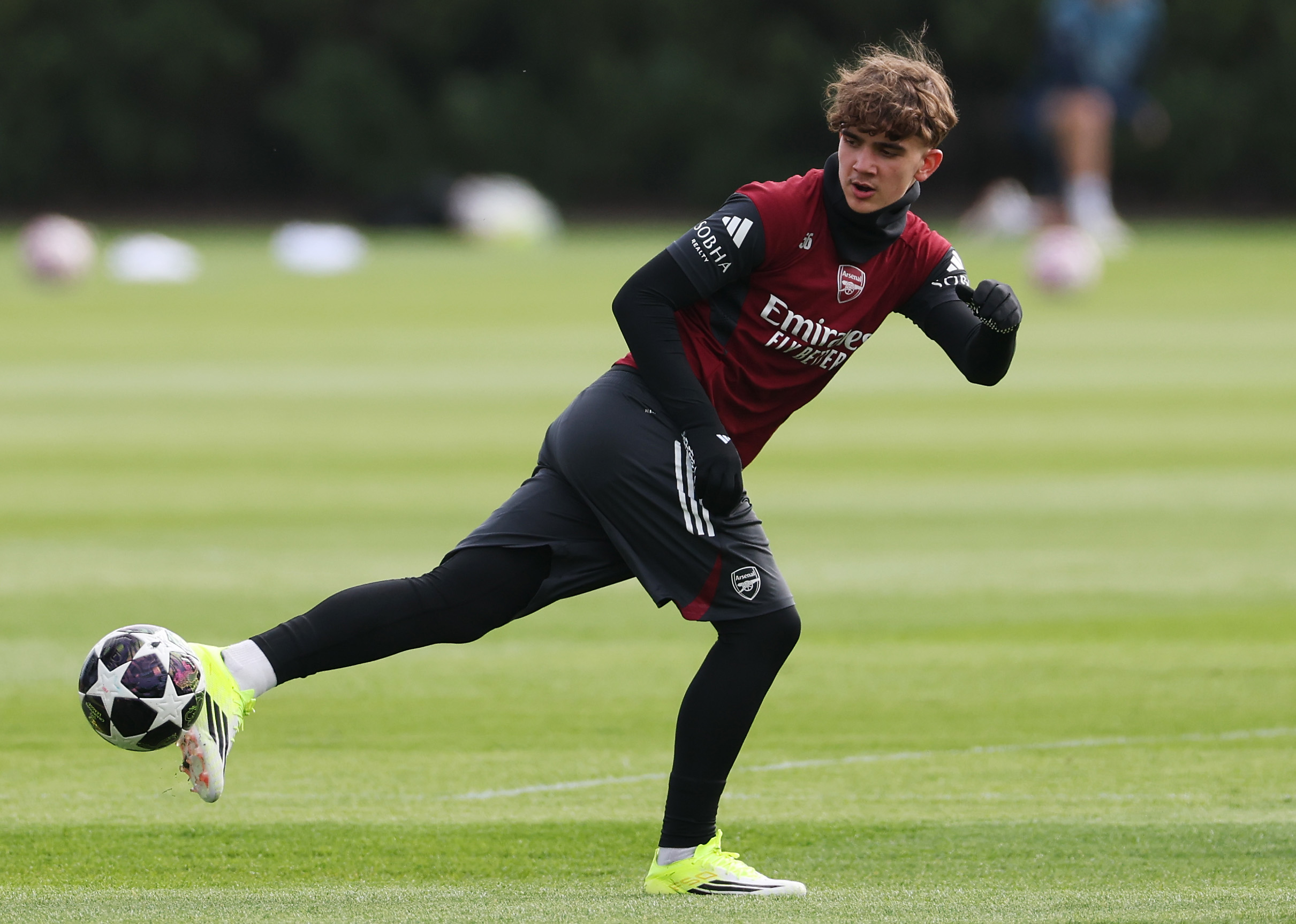 Max Dowman in training with Arsenal
