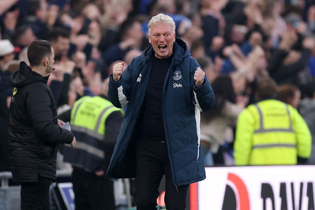 Everton boss David Moyes celebrates