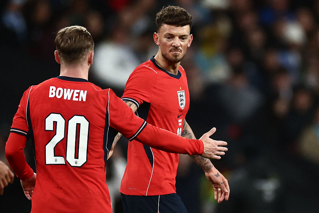 Ben White after scoring against Uruguay