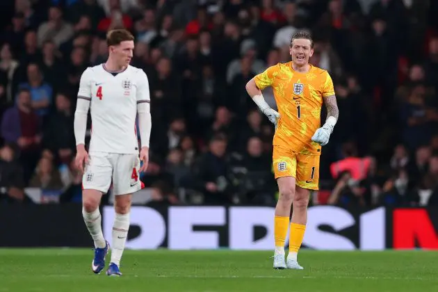 Jordan Pickford during England's loss to Japan