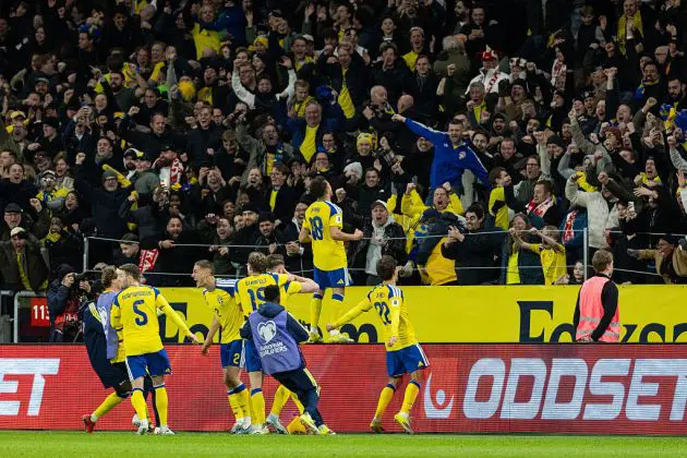 Viktor Gyokeres celebrates his winner against Poland