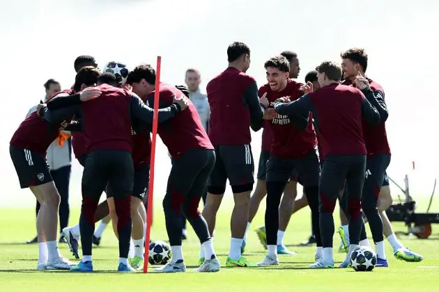 Arsenal train ahead of the clash with Sporting