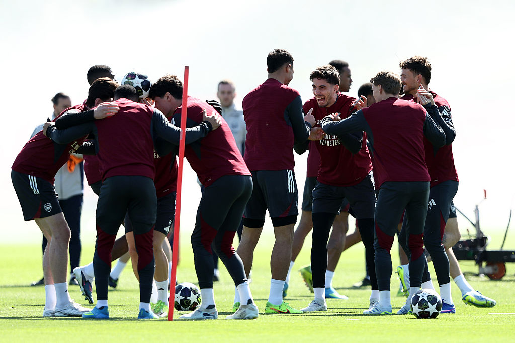 Arsenal train ahead of the clash with Sporting