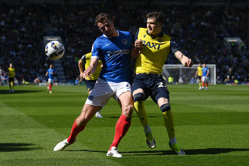 Conor Shaughnessy battles for the ball