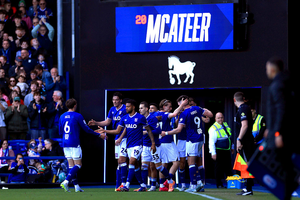 Ipswich celebrate Kasey McAteer's goal