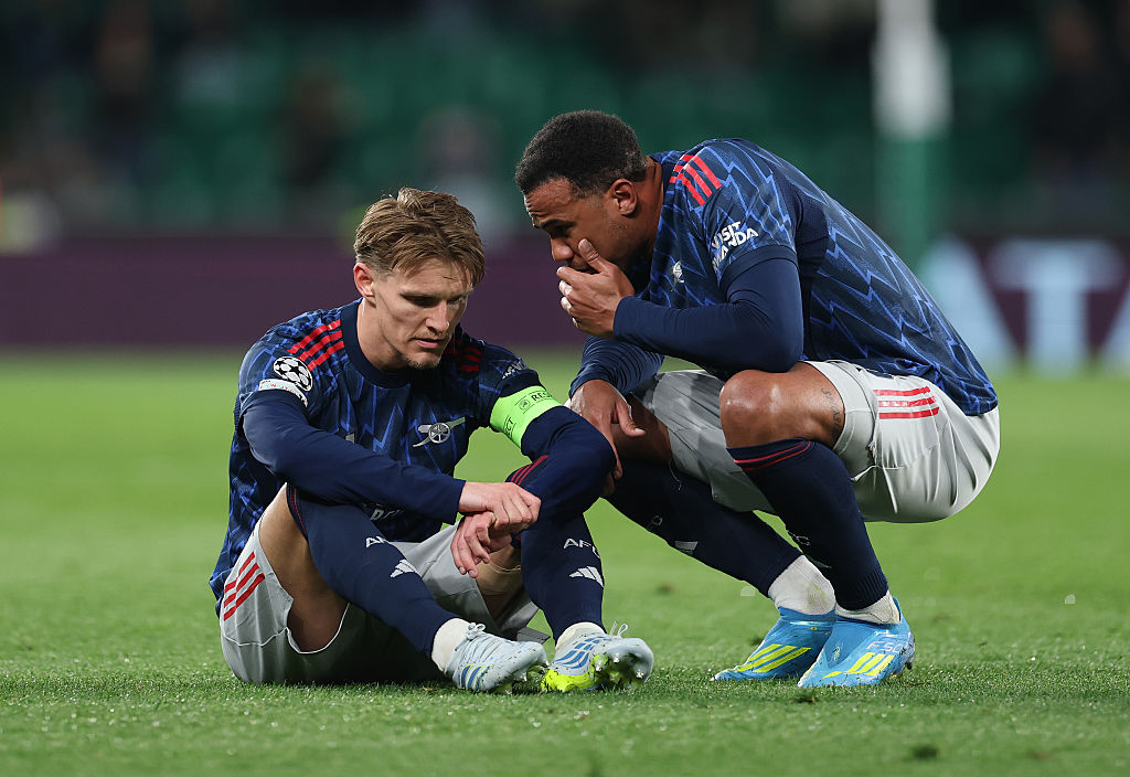 Martin Odegaard was forced off against Sporting