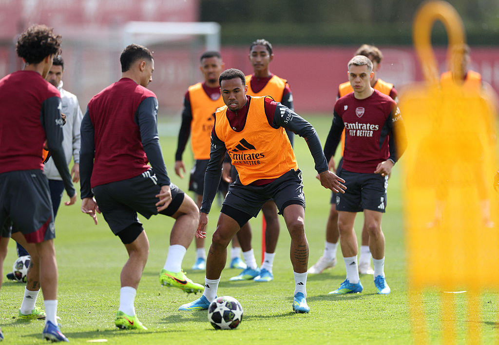 Arsenal in training ahead of their clash with Sporting