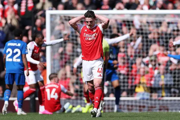 Declan Rice reacts after Bournemouth's winner