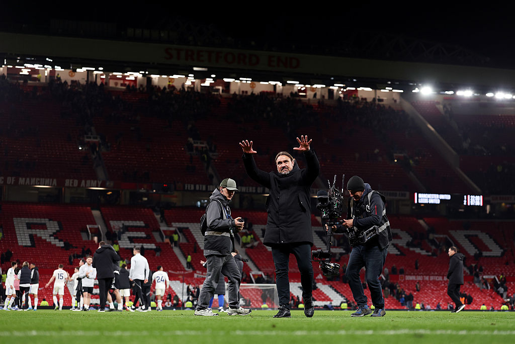 Daniel Farke celebrates Leeds' win