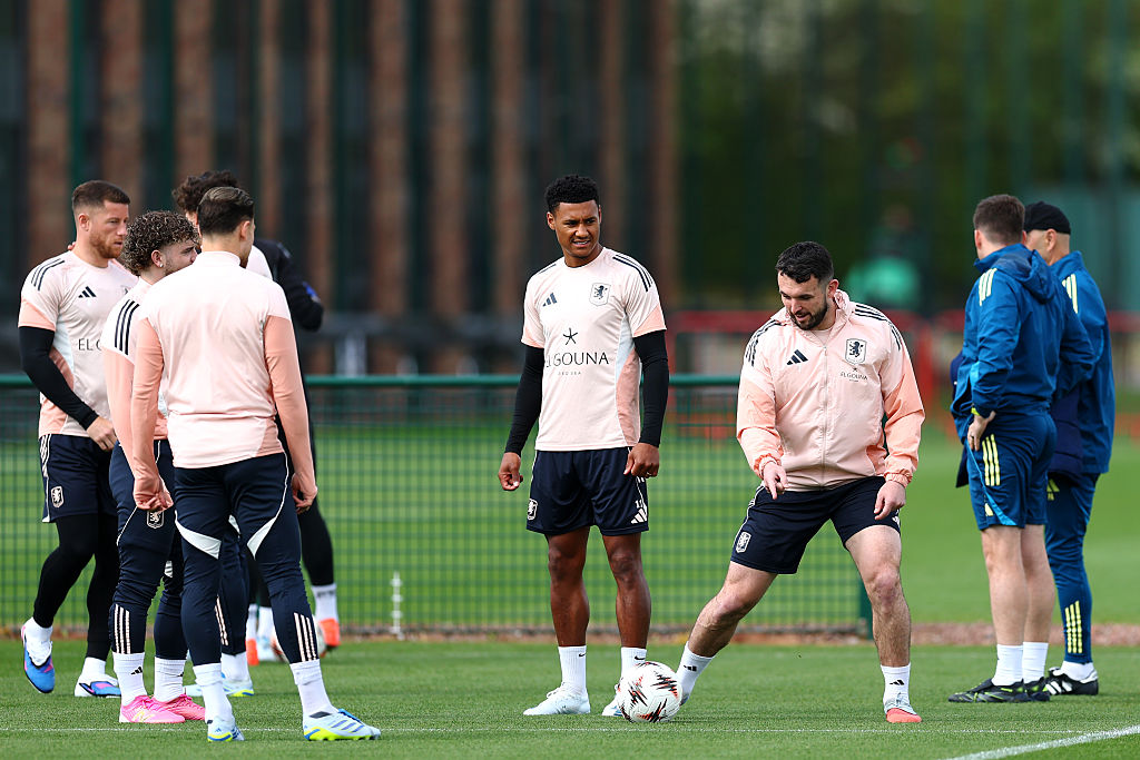 Aston Villa training ahead of Bologna