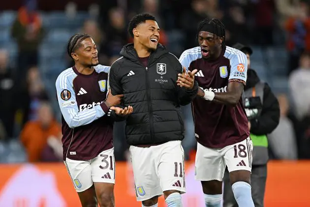 Ollie Watkins celebrates with his team-mates