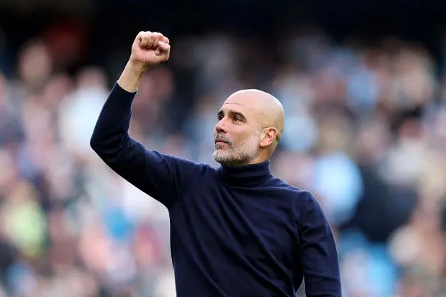 Pep Guardiola celebrates
