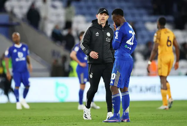 Leicester boss Gary Rowett consoles his players