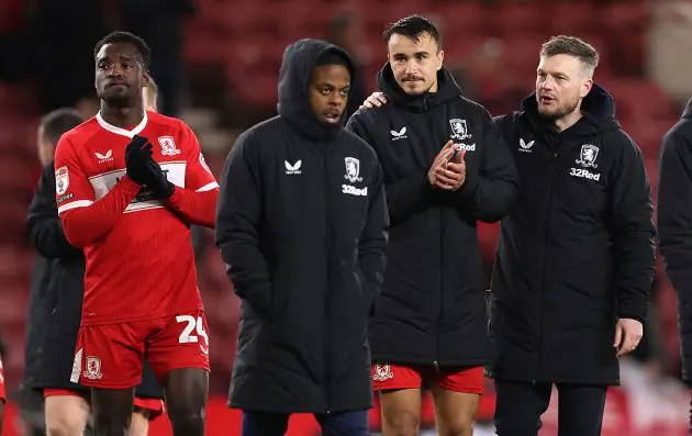 Kim Hellberg with his Middlesbrough players