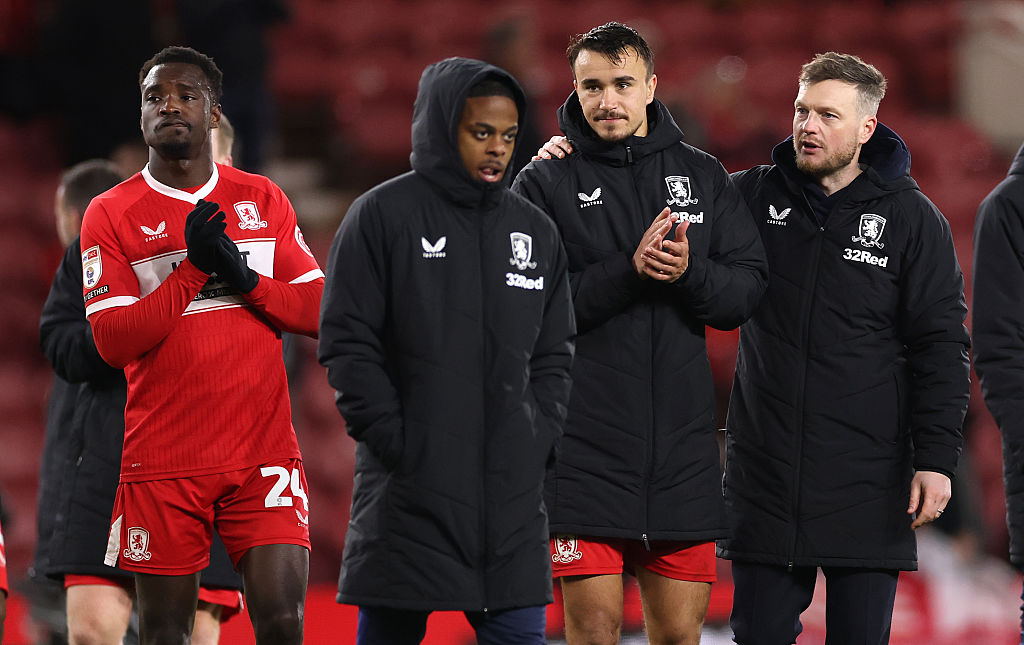 Kim Hellberg with his Middlesbrough players