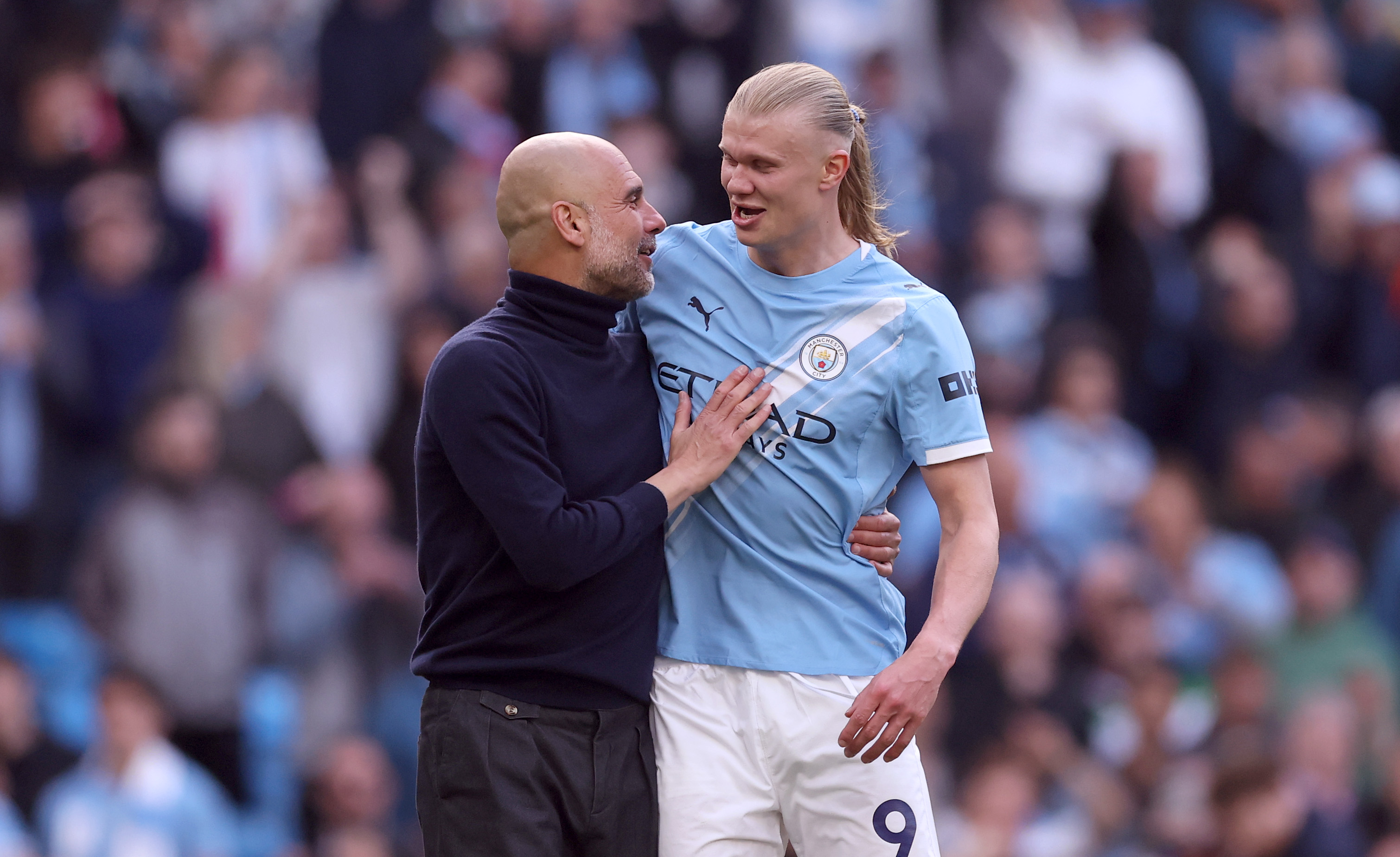 Pep Guardiola and Erling Haaland for Manchester City