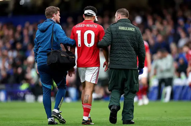 Morgan Gibbs-White suffered the injury against Chelsea