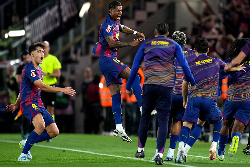Marcus Rashford celebrates against Real Madrid