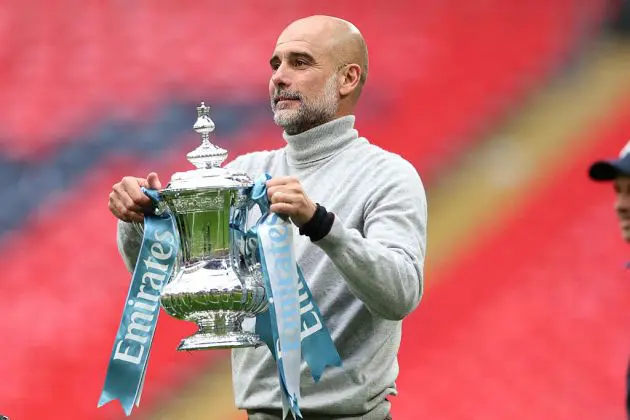 Pep Guardiola with the FA Cup