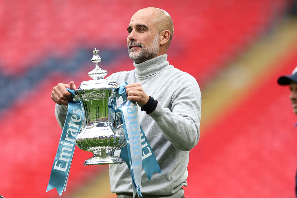 Pep Guardiola with the FA Cup