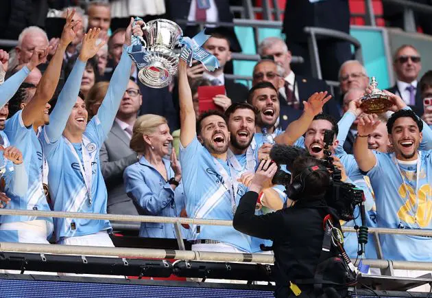 Bernardo Silva lifts the FA Cup