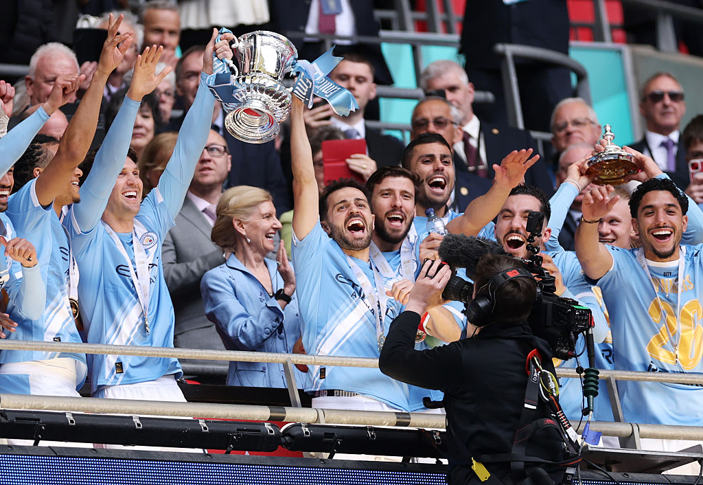 Bernardo Silva lifts the FA Cup