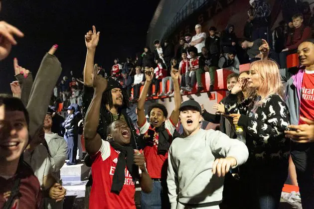 Arsenal fans celebrate winning the title