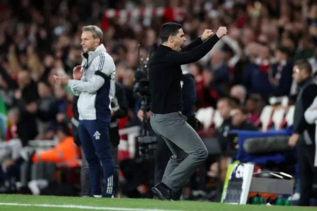 Mikel Arteta celebrates against Burnley
