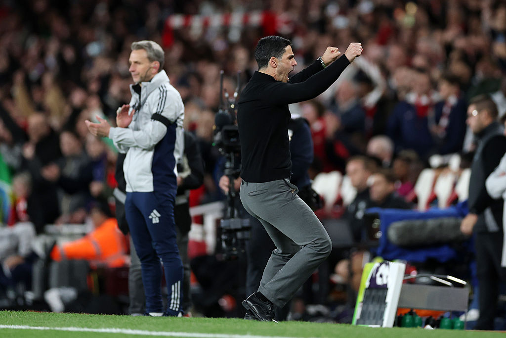 Mikel Arteta celebrates against Burnley