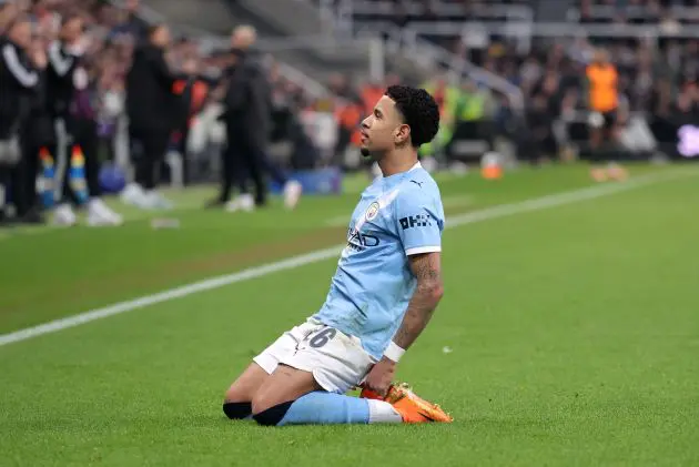 Savinho of Manchester City celebrates scoring