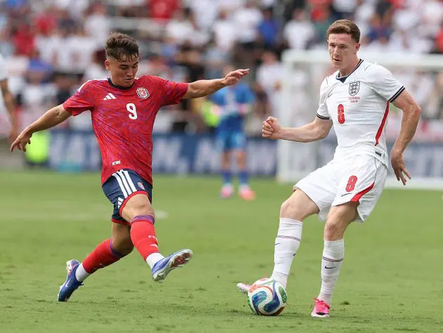 Elliot Anderson in action for England