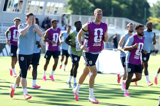 Dan Burn with his England team-mates