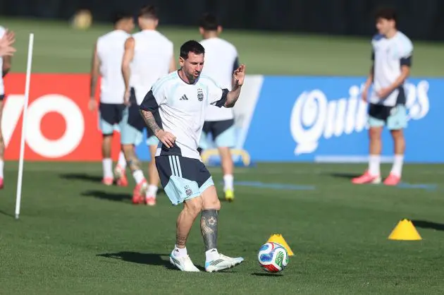 Lionel Messi in Argentina training