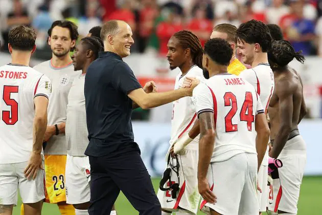 Thomas Tuchel with his England players